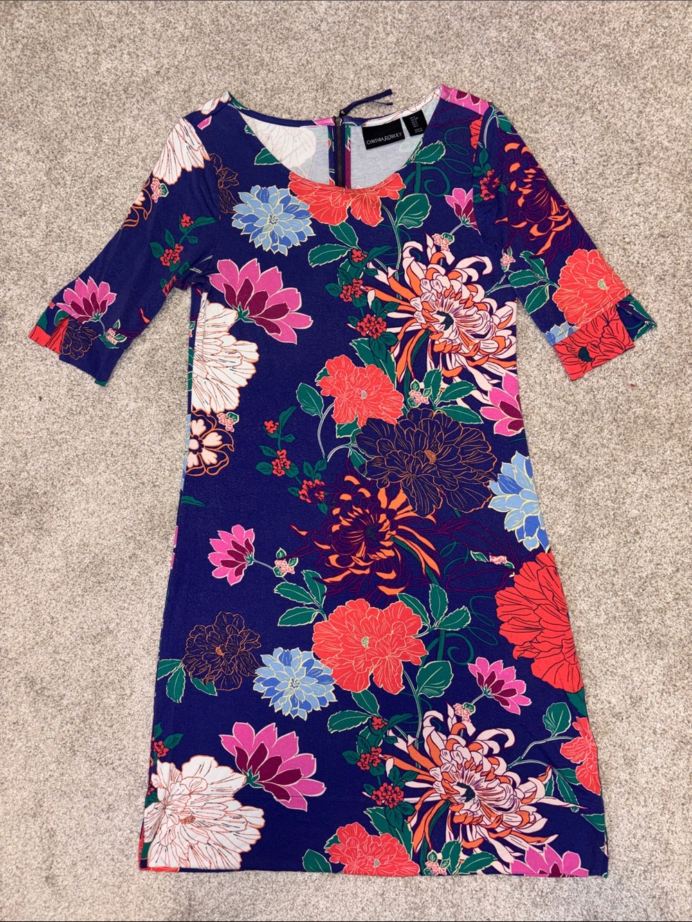 Cynthia Rowley Navy Floral Midi Dress - Multi
